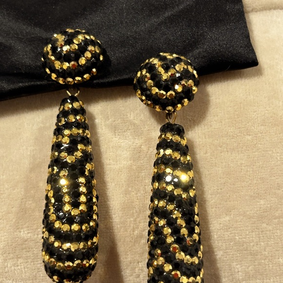Vintage Bellini Gold/Black Runway Glitz Crystal Teardrop - New Designer - Picture 8 of 16